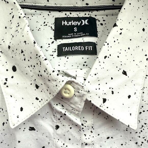 HURLEY Destroyer Button-Down Short-Sleeve Shirt AH4887 White/Black Men's SM NWT - Picture 7 of 7